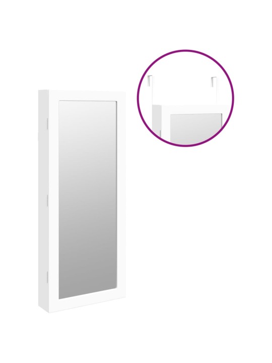Veidrodinė papuošalų spintelė su LED apšvietimu, baltos spalvos