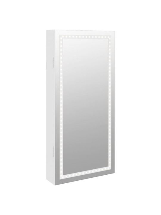 Veidrodinė papuošalų spintelė su LED apšvietimu, baltos spalvos