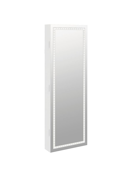 Veidrodinė papuošalų spintelė su LED apšvietimu, baltos spalvos