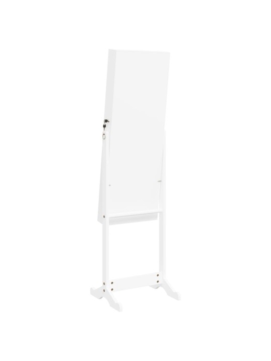 Veidrodinė papuošalų spintelė su LED, balta, laisvai pastatoma