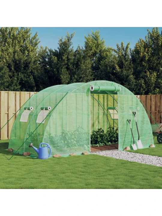 Šiltnamis su plieno rėmu, žalios spalvos, 4x2x2m, 8m²