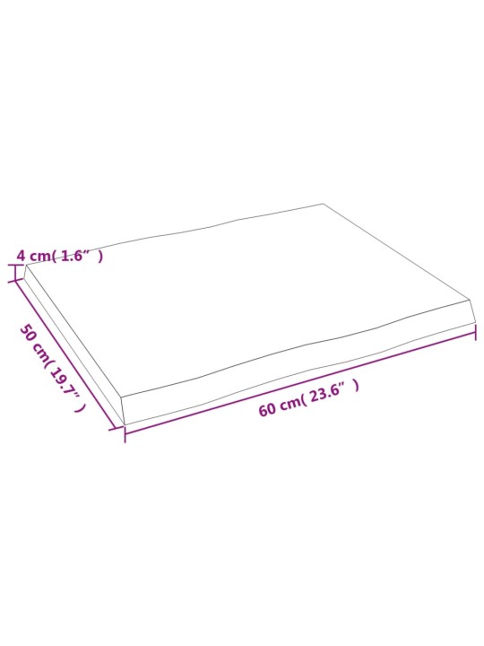 Stalviršis, 60x50x4 cm, ąžuolo medienos masyvas, su gyvu kraštu