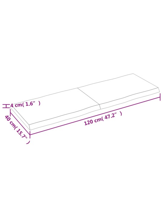 Stalviršis, 120x40x(2–4)cm, medienos masyvas, su gyvu kraštu