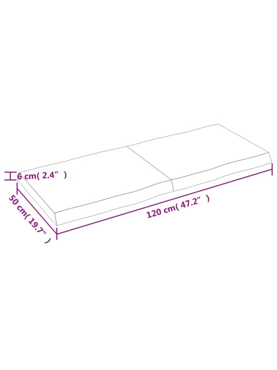 Stalviršis, 120x50x(2–6)cm, medienos masyvas, su gyvu kraštu