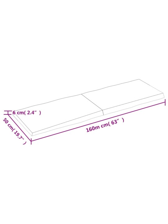 Stalviršis, 160x50x(2–6)cm, medienos masyvas, su gyvu kraštu