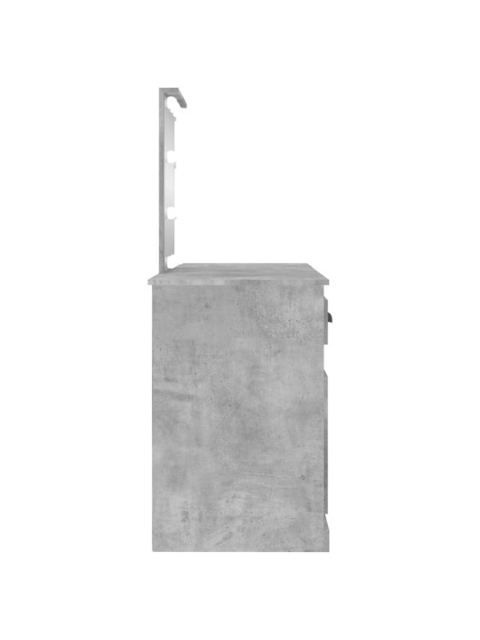 Kosmetinis staliukas su LED, betono pilkas, 130x50x132,5cm