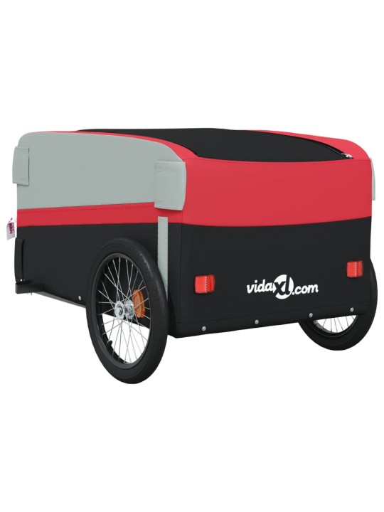 Dviračio priekaba, juodos ir raudonos spalvos, 45kg, geležis
