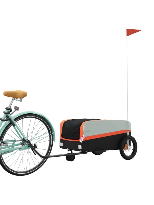 Dviračio priekaba, juodos ir oranžinės spalvos, 30kg, geležis