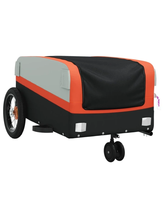 Dviračio priekaba, juodos ir oranžinės spalvos, 30kg, geležis