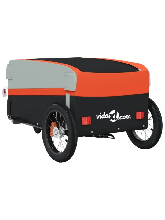 Dviračio priekaba, juodos ir oranžinės spalvos, 30kg, geležis