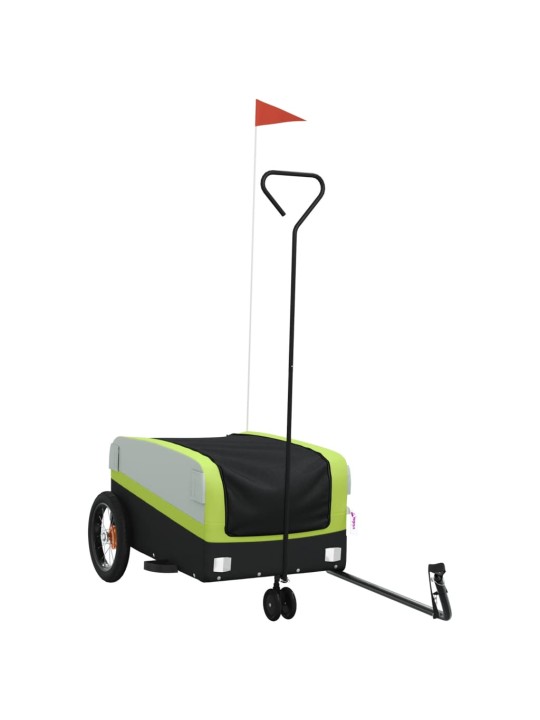 Dviračio priekaba, juodos ir žalios spalvos, 30kg, geležis