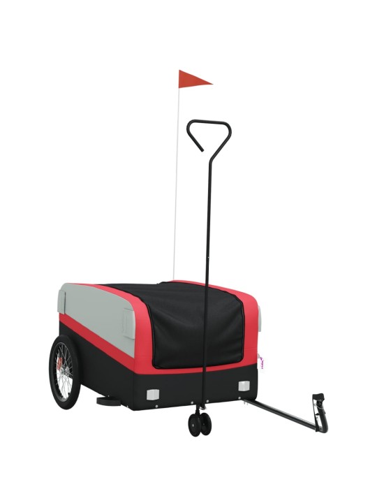Dviračio priekaba, juodos ir raudonos spalvos, 45kg, geležis