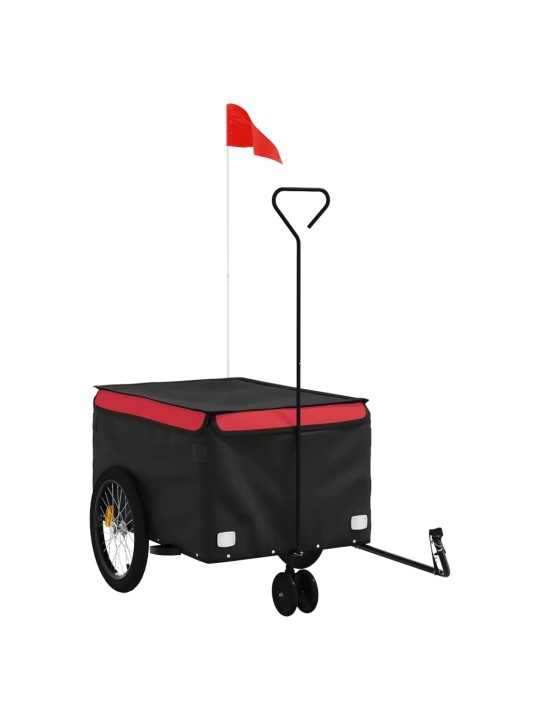 Dviračio priekaba, juodos ir raudonos spalvos, 30kg, geležis