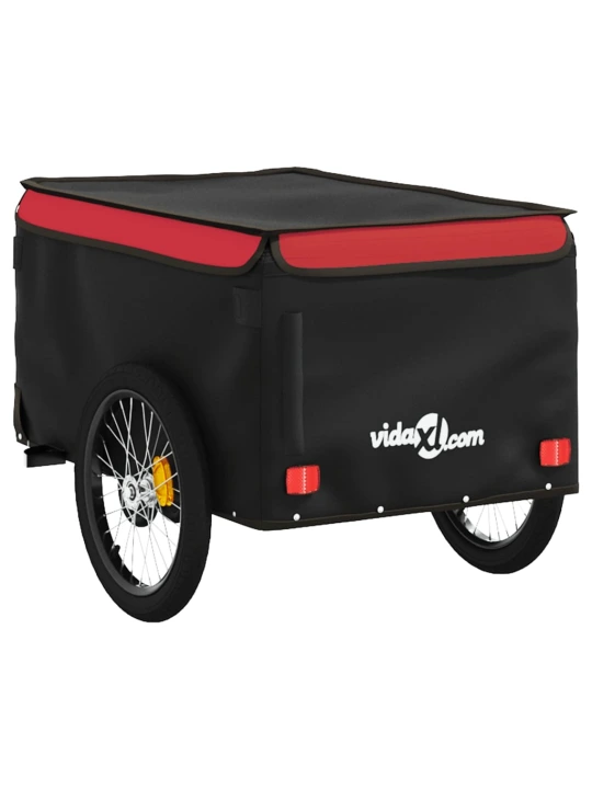 Dviračio priekaba, juodos ir raudonos spalvos, 30kg, geležis