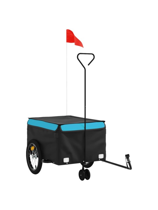 Dviračio priekaba, juodos ir mėlynos spalvos, 45kg, geležis