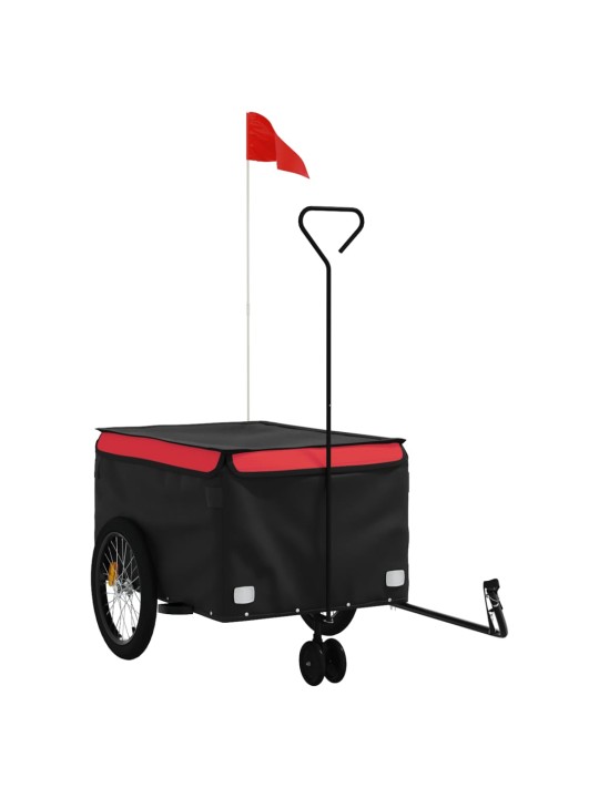 Dviračio priekaba, juodos ir raudonos spalvos, 45kg, geležis