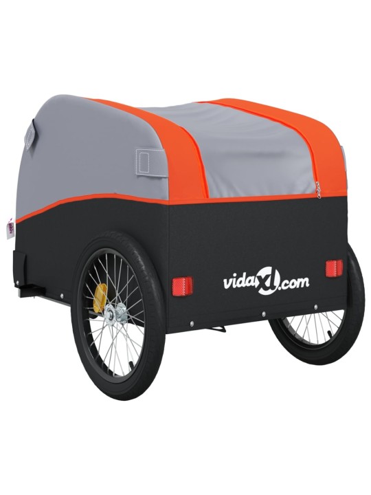 Dviračio priekaba, juodos ir oranžinės spalvos, 30kg, geležis