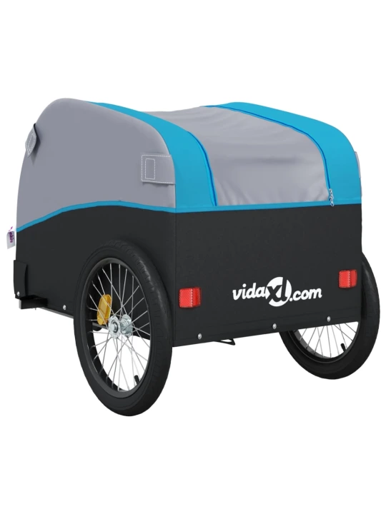 Dviračio priekaba, juodos ir mėlynos spalvos, 30kg, geležis