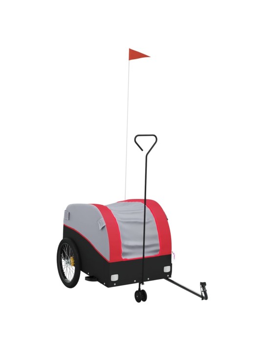 Dviračio priekaba, juodos ir raudonos spalvos, 45kg, geležis