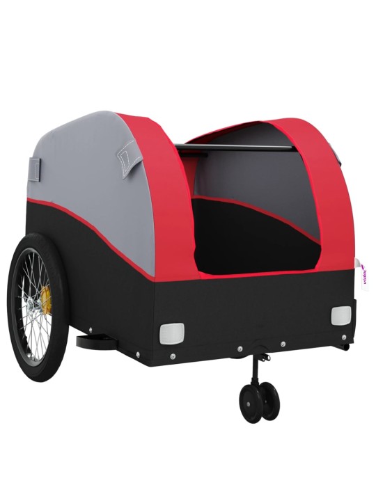 Dviračio priekaba, juodos ir raudonos spalvos, 45kg, geležis