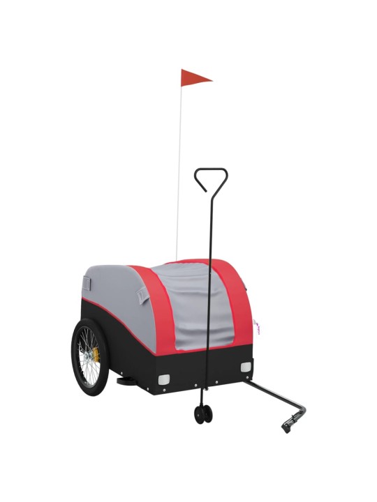 Dviračio priekaba, juodos ir raudonos spalvos, 45kg, geležis