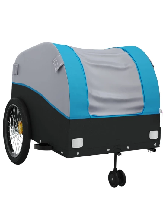 Dviračio priekaba, juodos ir mėlynos spalvos, 45kg, geležis