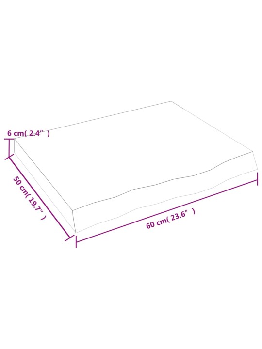 Stalviršis, 60x50x(2–6)cm, neapdorotas ąžuolo medienos masyvas