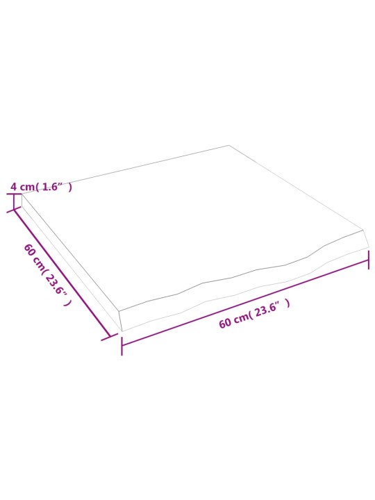 Stalviršis, 60x60x(2–4)cm, neapdorotas ąžuolo medienos masyvas