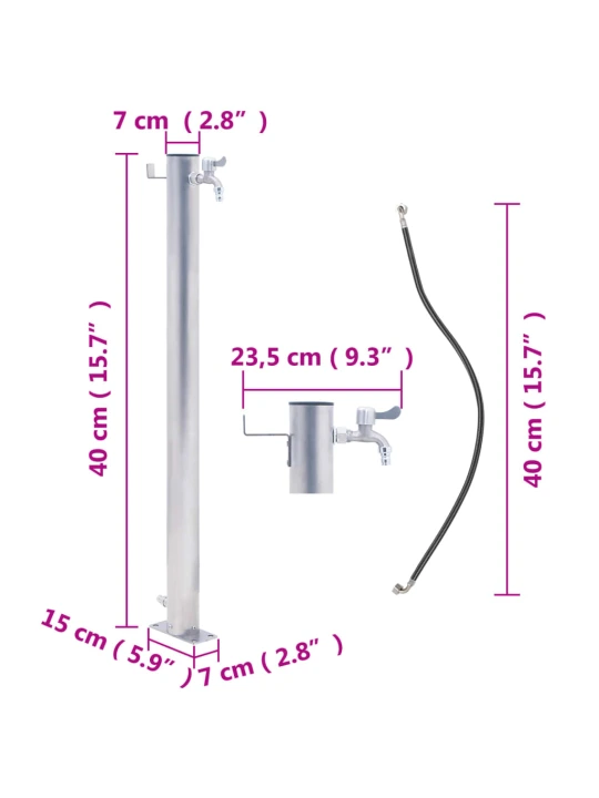 Vandens kolonėlė sodui, 40cm, nerūdijantis plienas, apskrita