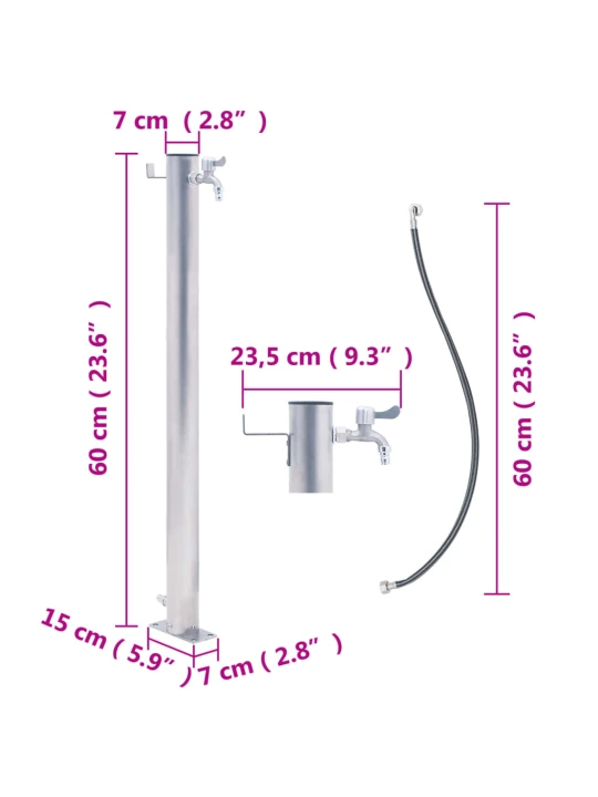 Vandens kolonėlė sodui, 60cm, nerūdijantis plienas, apskrita