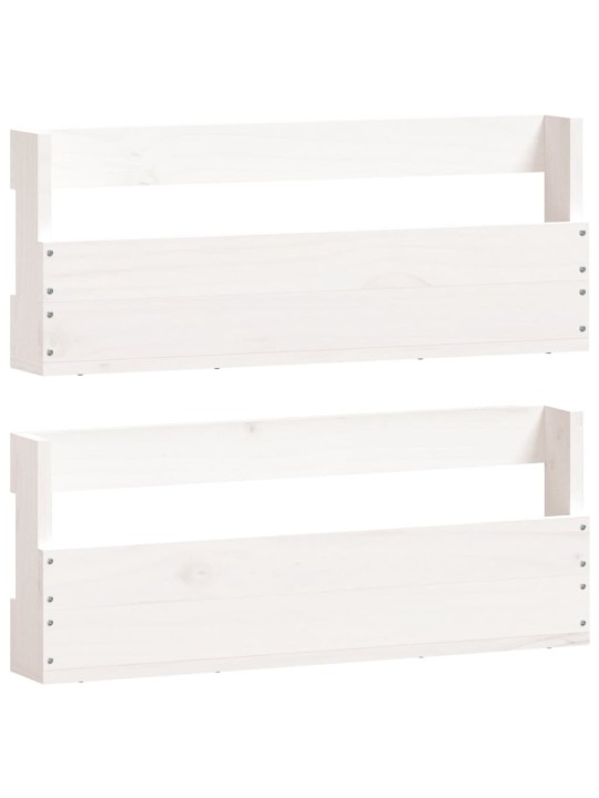 Sieninės batų lentynos, 2vnt., baltos, 59x9x23cm, pušis