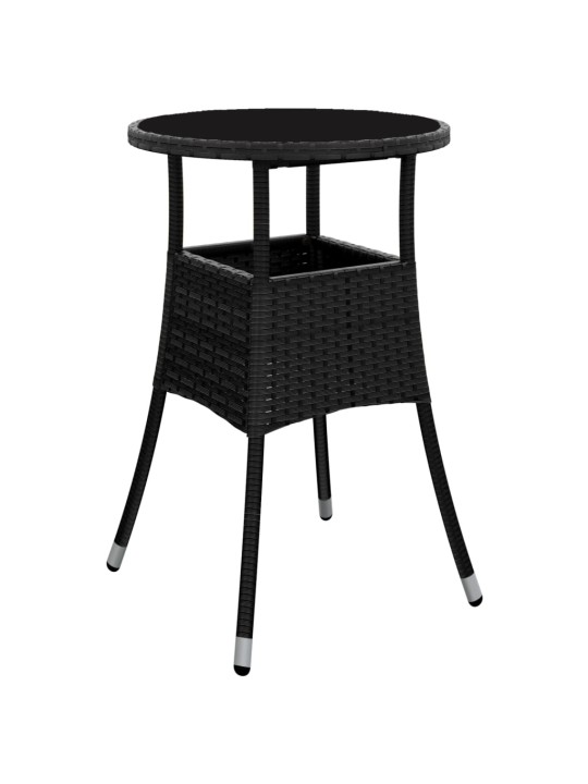 Sodo bistro komplektas su pagalvėmis, 5 dalių, juodas, ratanas