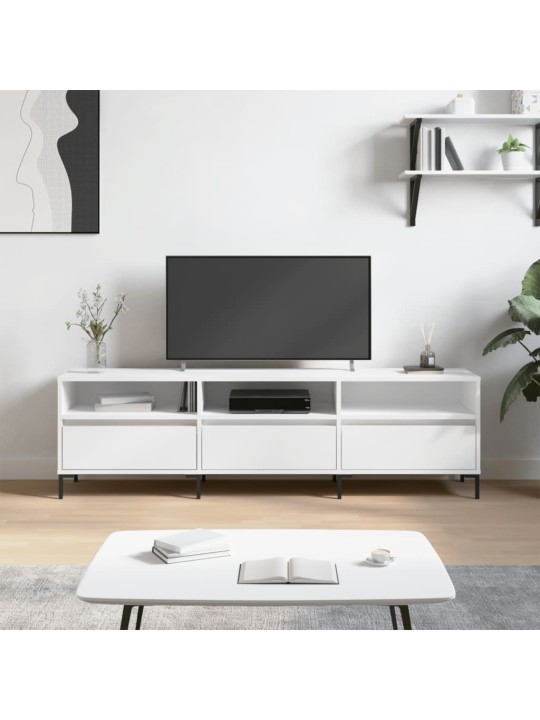 Televizoriaus spintelė, balta, 150x30x44,5cm, apdirbta mediena