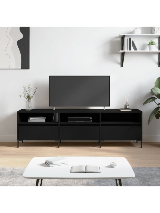 Televizoriaus spintelė, juoda, 150x30x44,5cm, apdirbta mediena