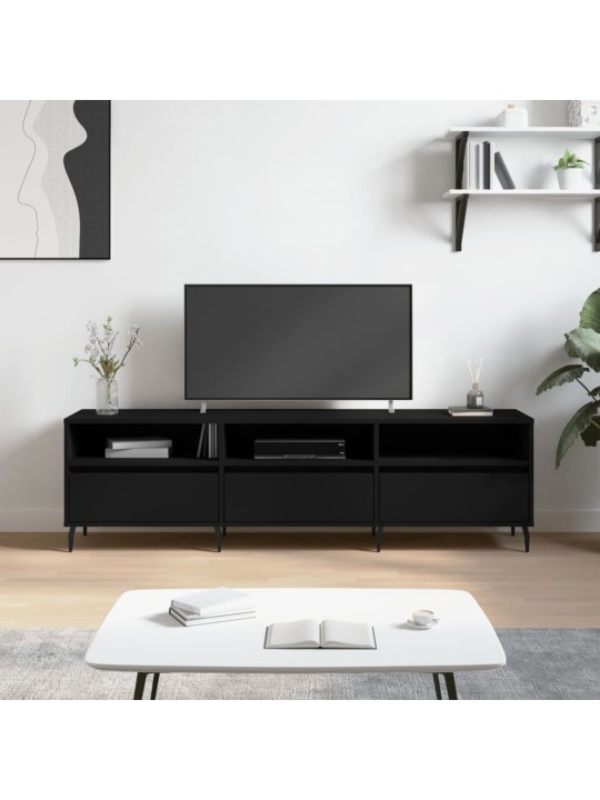 Televizoriaus spintelė, juoda, 150x30x44,5cm, apdirbta mediena