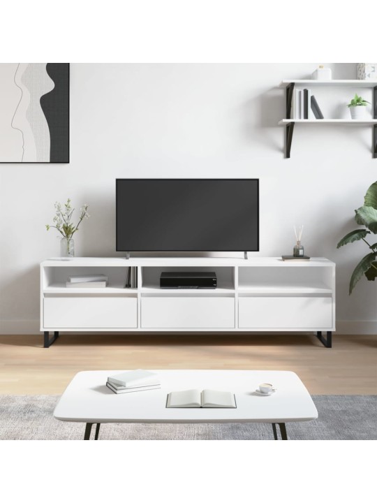 Televizoriaus spintelė, balta, 150x30x44,5cm, apdirbta mediena