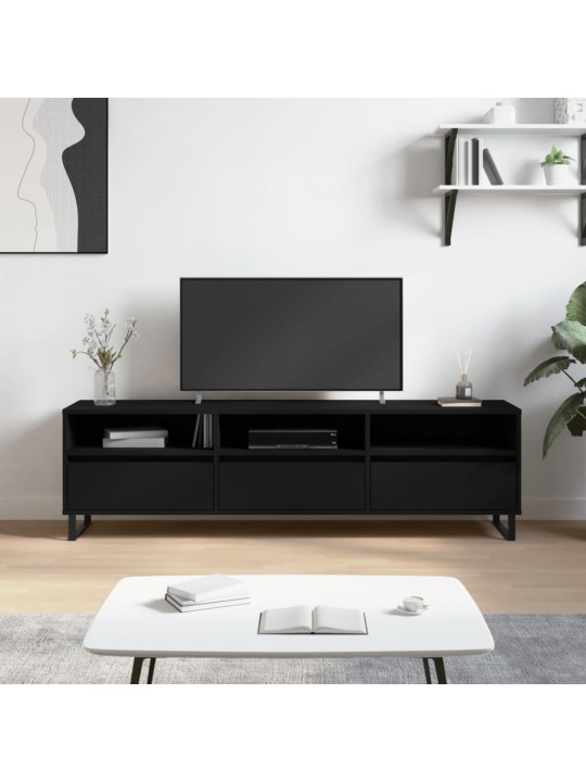 Televizoriaus spintelė, juoda, 150x30x44,5cm, apdirbta mediena