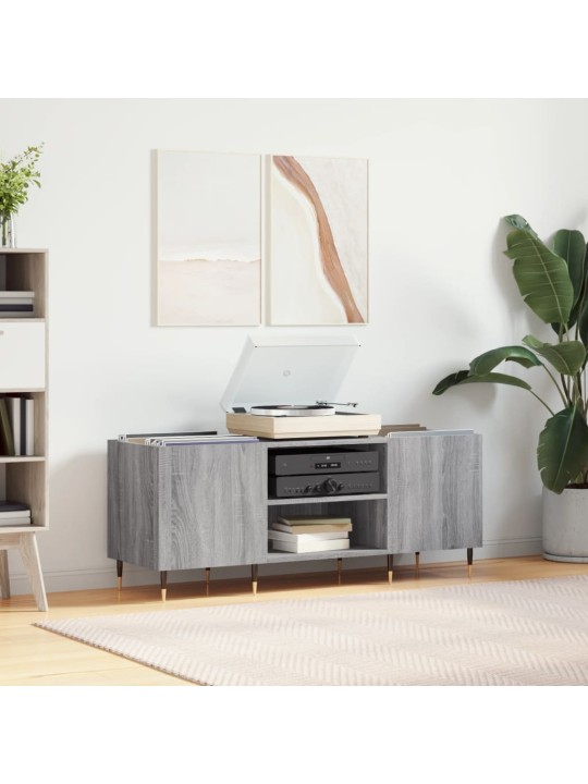 Vinilinių plokštelių spintelė, pilka, 121x38x48cm, mediena
