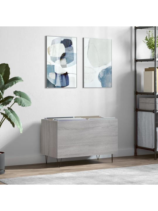 Vinilinių plokštelių spintelė, pilka, 74,5x38x48cm, mediena