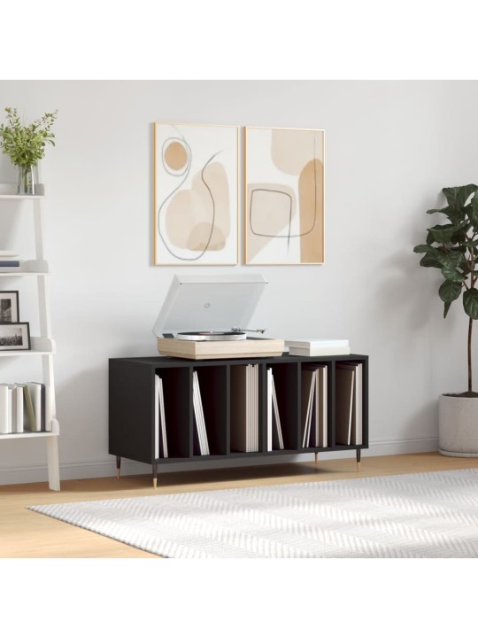 Vinilinių plokštelių spintelė, juoda, 100x38x48cm, mediena