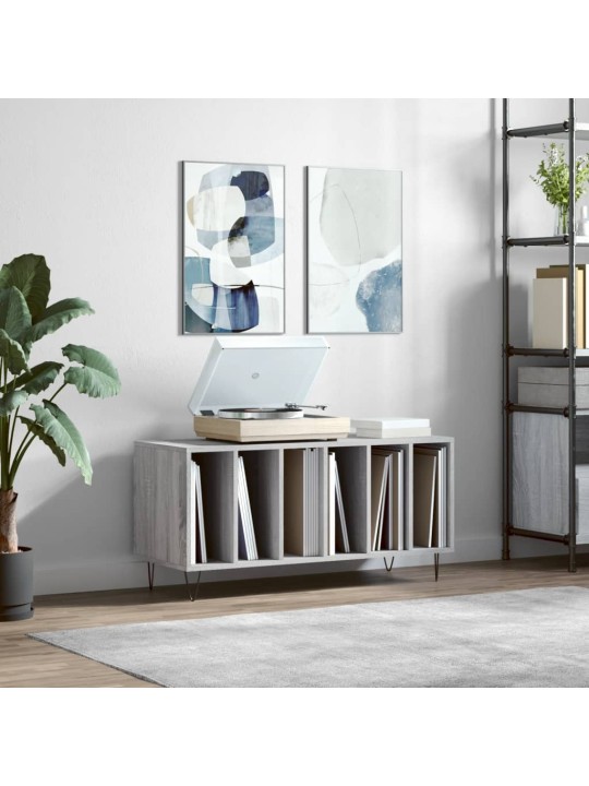 Vinilinių plokštelių spintelė, pilka, 100x38x48cm, mediena
