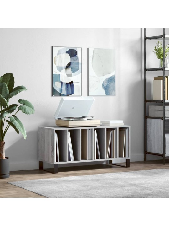 Vinilinių plokštelių spintelė, pilka, 100x38x48cm, mediena