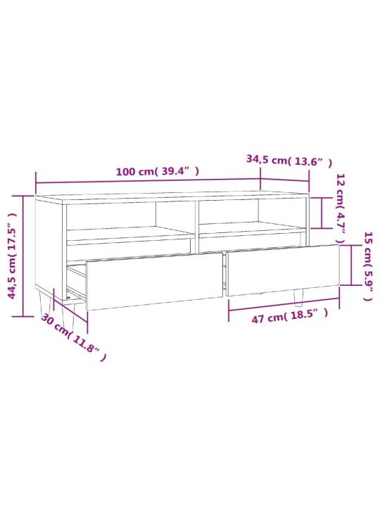 Televizoriaus spintelė, juoda, 100x34,5x44,5cm, mediena