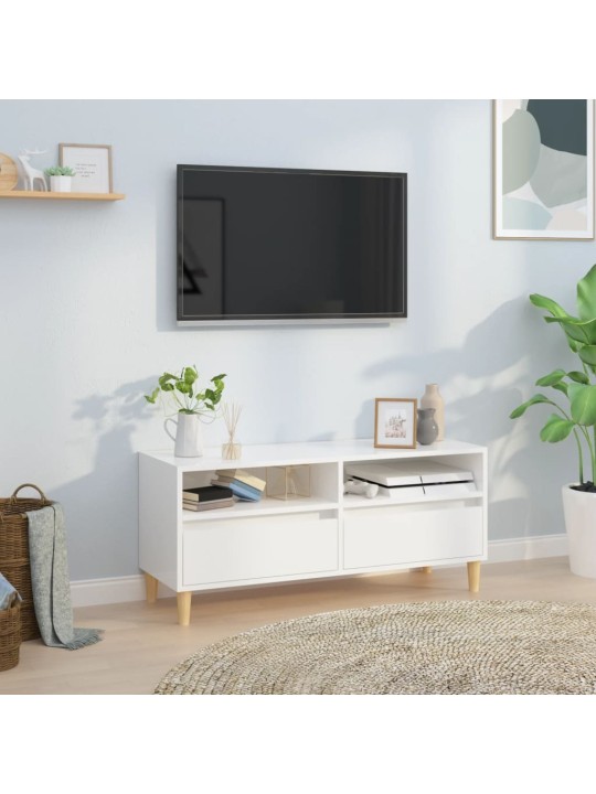 Televizoriaus spintelė, balta, 100x34,5x44,5cm, mediena, blizgi