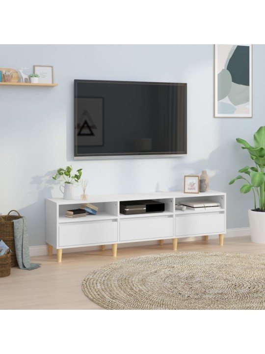 Televizoriaus spintelė, balta, 150x30x44,5cm, apdirbta mediena
