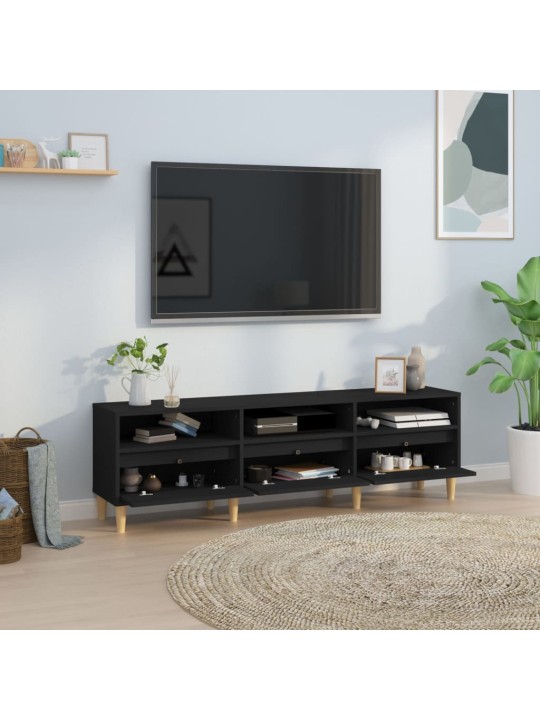 Televizoriaus spintelė, juoda, 150x30x44,5cm, apdirbta mediena