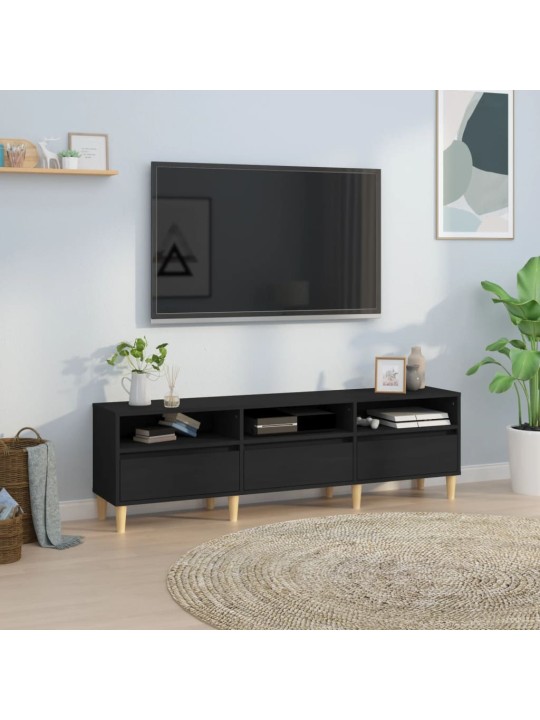 Televizoriaus spintelė, juoda, 150x30x44,5cm, apdirbta mediena