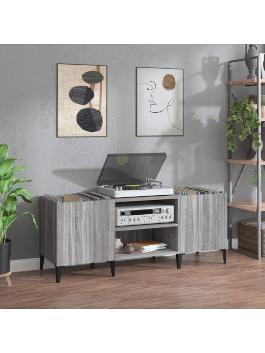 Vinilinių plokštelių spintelė, pilka, 121x38x48cm, mediena