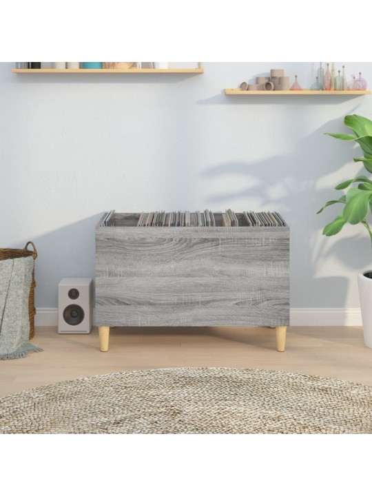 Vinilinių plokštelių spintelė, pilka, 74,5x38x48cm, mediena
