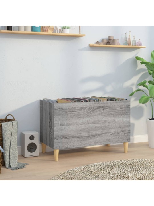 Vinilinių plokštelių spintelė, pilka, 74,5x38x48cm, mediena